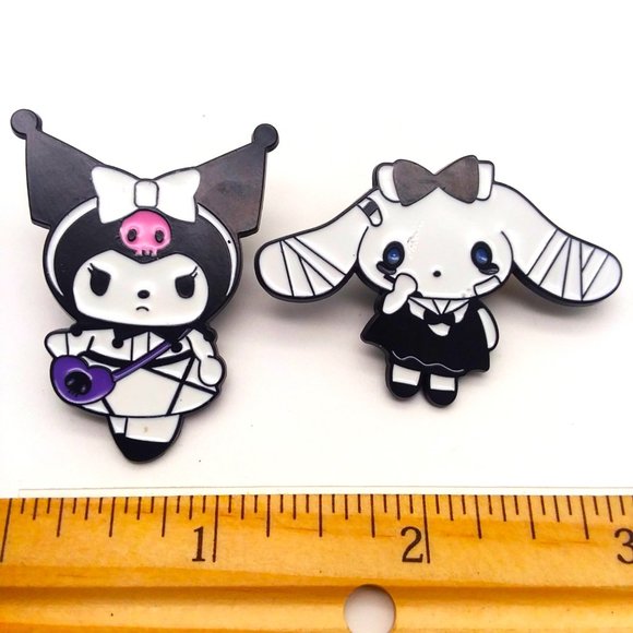 Pins Kuromi CInnamoroll Enamel Sanrio Hello Kitty Friends Black Emo Scene Rave - Picture 2 of 2